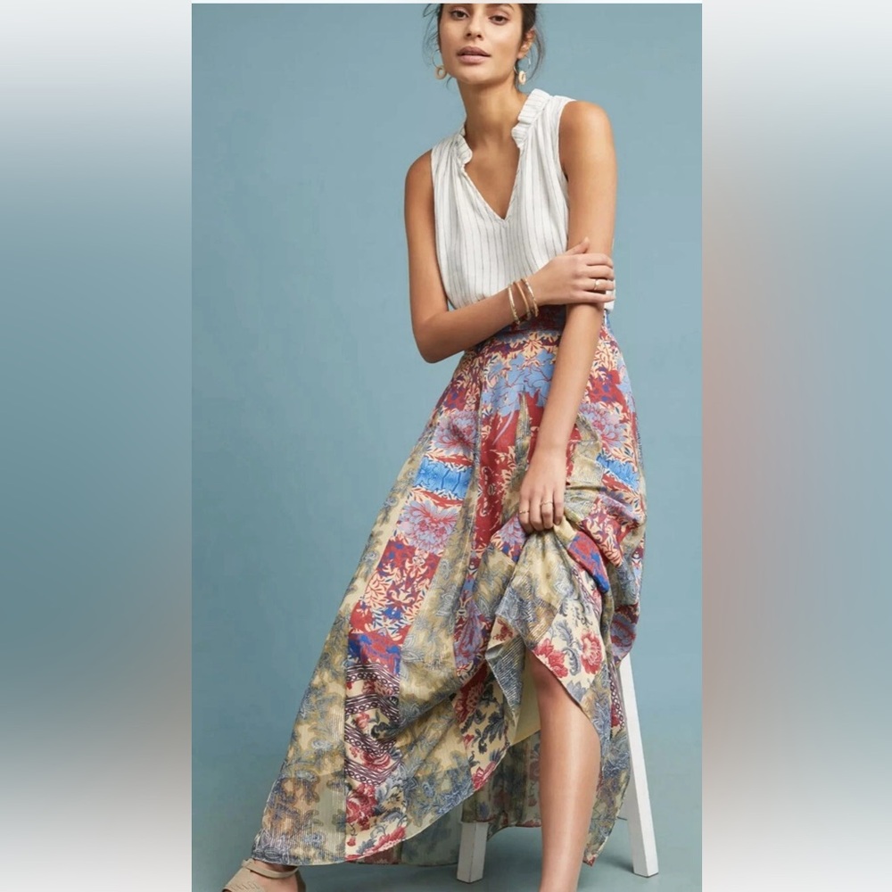 ANTHROPOLOGIE HEMANT & NANDITA ‘Louvre’ Boho Maxi Skirt - Picture 2 of 15